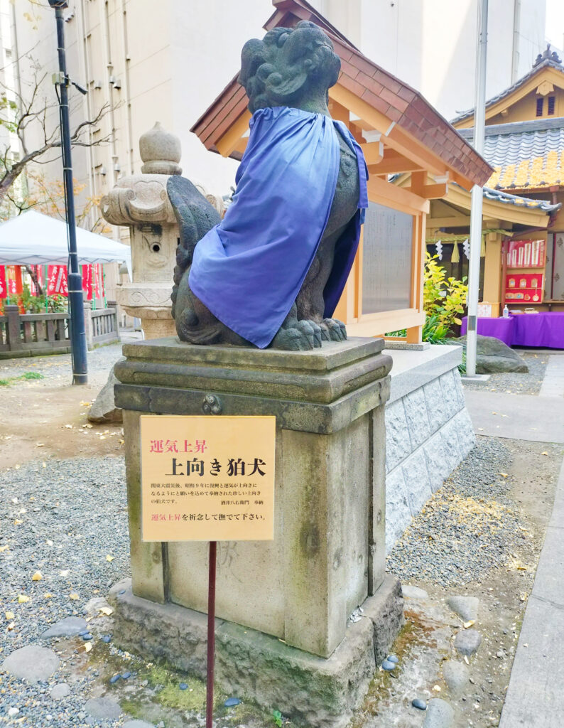 日本橋日枝神社の上向き狛犬