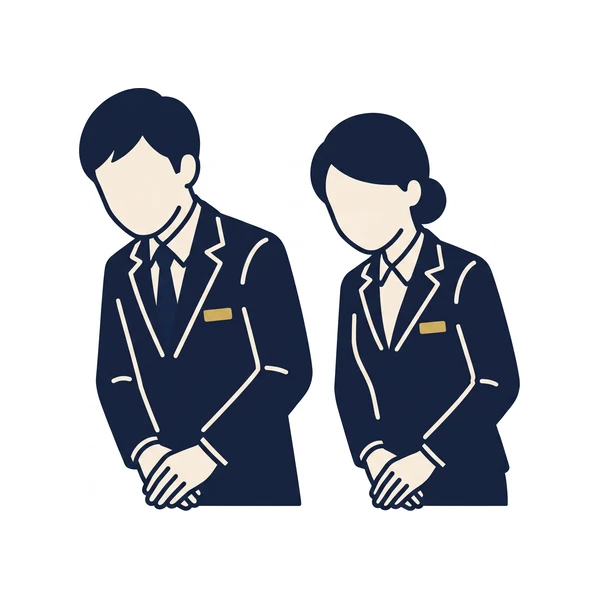 礼をする施行スタッフのイラスト